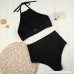 Funic Women's Push-up Padded Bra Beach Bikini Set Swimsuit Floral Printing Swimwear Beachwear Black B078SQ6X6H